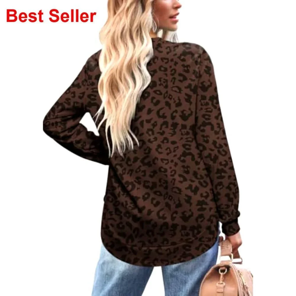 Women's Crewneck Sweatshirt Long Sleeve Curved Hem High Low Tunic Top